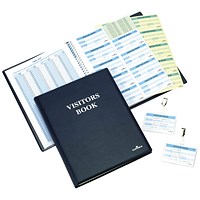 Durable Leather Look Visitors Book, 300 Badge Inserts