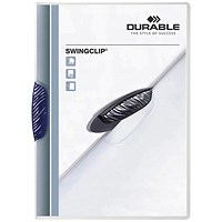 Durable A4 Swingclip Folders, 3mm Spine Blue, Pack of 25