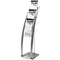 Deflecto Floorstanding Literature Display, 6 x A4 Pockets, Silver