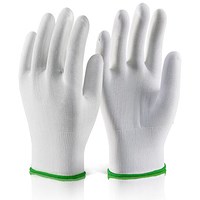 Beeswift Polyester Knitted Liner Gloves, White, Large, Pack of 10