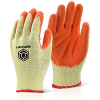 Beeswift Economy Grip Gloves, Orange, Large, Pack of 10