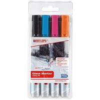 Edding 95 Glass Markers, Assorted with Black, Pack of 4
