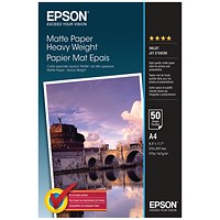 Epson A4 Heavyweight Paper, Matte, 167gsm Pack of 50