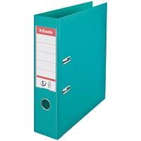 Esselte No. 1 A4 Lever Arch Files, 75mm Spine, Plastic, Turquoise, Pack of 10