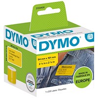 Dymo 2133400 LabelWriter Shipping Labels, Black on Yellow, 54x101mm, 220 Labels Per Roll