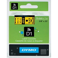 Dymo 40918 D1 Tape, Black on Yellow, 9mmx7m