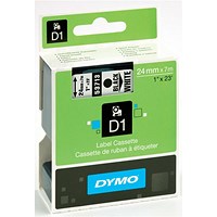 Dymo 53713 D1 Tape, Black on White, 24mmx7m