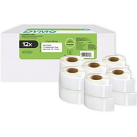 Dymo 2177563 LabelWriter Return Address Labels, Black on White, 25x54mm, 500 Labels Per Roll, Pack of 12