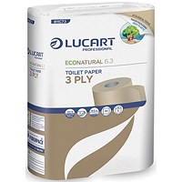 Lucart EcoNatural 6.3 Carbon Neutral Toilet Rolls, Pack of 72