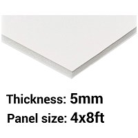 Foamboard, 4ft x 8ft, White, 5mm Thick, Box of 25