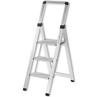 Climb-It Slim Aluminium Step Ladder with Handrail, 3 Tread, Silver