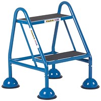 Climb-It Domed Feet Handy Step with No Handrail, 2 Tread, Blue