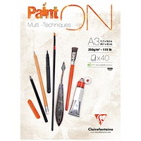 Clairefontaine Paint On Pad, A3, White Paper, 250gsm, 40 Sheets, Pack of 2
