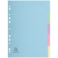 Exacompta Recycled Subject Dividers, 5-Part, Blank Multicolour Tabs, A4, Multicolour