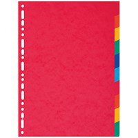 Exacompta Recycled Subject Dividers, Extra Wide, 10-Part, Blank Multicolour Tabs, A4, Multicolour