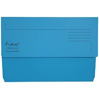 Exacompta Forever Document Wallets, 300gsm, Foolscap, Blue, Pack of 25