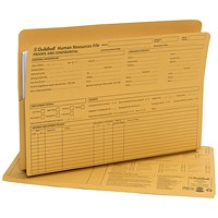 Guildhall Pre-Printed Human Resources Files, 315gsm, Yellow, Pack of 50