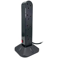 Connekt Gear Surge Protected Socket Tower Block with USB Ports, 8 Sockets