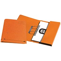 Elba Back Pocket Transfer Files, 320gsm, Foolscap, Orange, Pack of 25