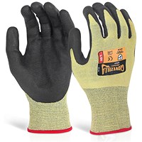 Glovezilla Nitrile Palm Coated Gloves, Yellow, 2XL