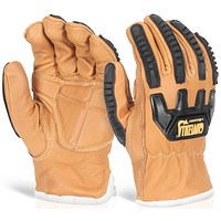 Glovezilla Impact Arc Flash Drivers Gloves, Brown, XL