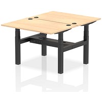 Air 2 Person Sit-Standing Bench Desk, Back to Back, 2 x 1200mm (800mm Deep), Black Frame, Maple