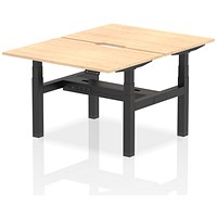 Air 2 Person Sit-Standing Scalloped Bench Desk, Back to Back, 2 x 1200mm (800mm Deep), Black Frame, Maple