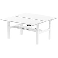Air 2 Person Sit-Standing Bench Desk, Back to Back, 2 x 1600mm (800mm Deep), White Frame, White