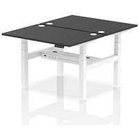 Air 2 Person Sit-Standing Bench Desk, Back to Back, 2 x 1200mm (800mm Deep), White Frame, Black
