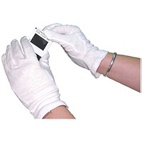 Everyday Knitted Cotton Gloves, Medium, White, Pack of 10