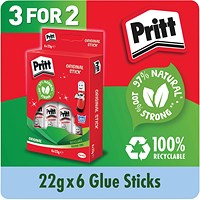Pritt Stick Glue, Medium, 22g, Pack of 6 - 3 Pack Saver Bundle