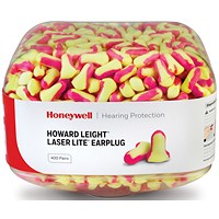 Howard Leight Laser Lite Earplug Refills Canister, Yellow & Red, 400 Pairs, Pack of 2