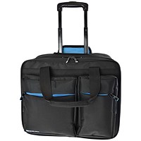 Monolith Blue Line Wheeled Laptop Case, For up to 15.6 Inch Laptops, Black