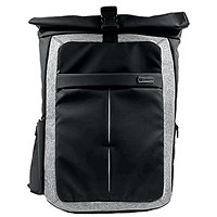Monolith Rolltop Business Laptop Backpack, For up to 17.2 Inch Laptops, Black/Grey