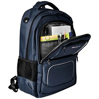 Monolith Commuter Laptop Backpack with USB and Headphone Ports, For up to 15.6 Inch Laptops, Blue