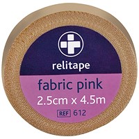 Reliance Medical Relitape Fabric Elastic Strapping Tape Pink 2.5cmx4.5m (Pack of 12)