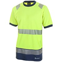 Beeswift High Visibility Two Tone Short Sleeve T-Shirt, Saturn Yellow & Navy Blue, 3XL