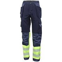 Beeswift High Visibility Two Tone Trousers, Saturn Yellow & Navy Blue, 36