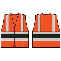 Beeswift High Visibility Vest, Orange With Black Band, 2XL