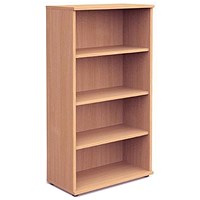 Impulse Tall Bookcase, 3 Shelves, 1600mm High, Beech