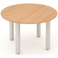 Impulse Circular Table, 1200mm, Beech, Silver Post Leg