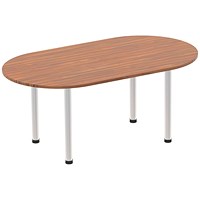Impulse Boardroom Table, 1800mm, Walnut, Silver Post Leg