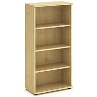 Impulse Tall Bookcase, 3 Shelves, 1600mm High, Maple