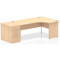 Impulse 1800mm Corner Desk with 800mm Desk High Pedestal, Right Hand, Panel End Leg, Maple