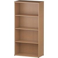 Impulse Tall Bookcase, 3 Shelves, 1600mm High, Oak