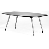 Dynamic High Gloss Writable Boardroom Table, 1800mm, High Gloss Black, Silver Post Leg