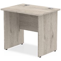 Impulse 800mm Slim Rectangular Desk, Panel End Leg, Grey Oak
