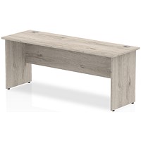 Impulse 1800mm Slim Rectangular Desk, Panel End Leg, Grey Oak