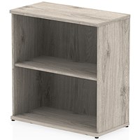 Impulse Low Bookcase, 1 Shelf, 800mm High, Grey Oak