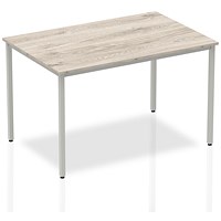 Impulse Rectangular Table, 1200mm, Grey Oak, Silver Box Frame Leg